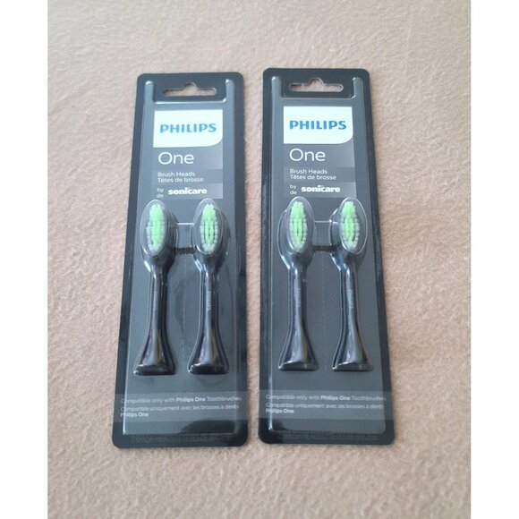 Philips Other - Philips One by Sonicare Replacement Brush Head 2 Pk Black BH1022/06 Lot of 2 NEW